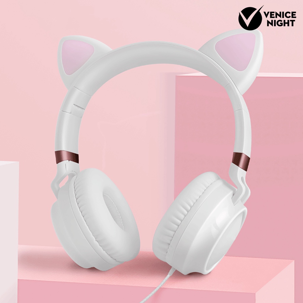 (VNEP) (Berkabel) EP28 Headphone Mega Bass Foldable Cats Ear Shape 3.5mm Headset Gaming untuk Bermain Game