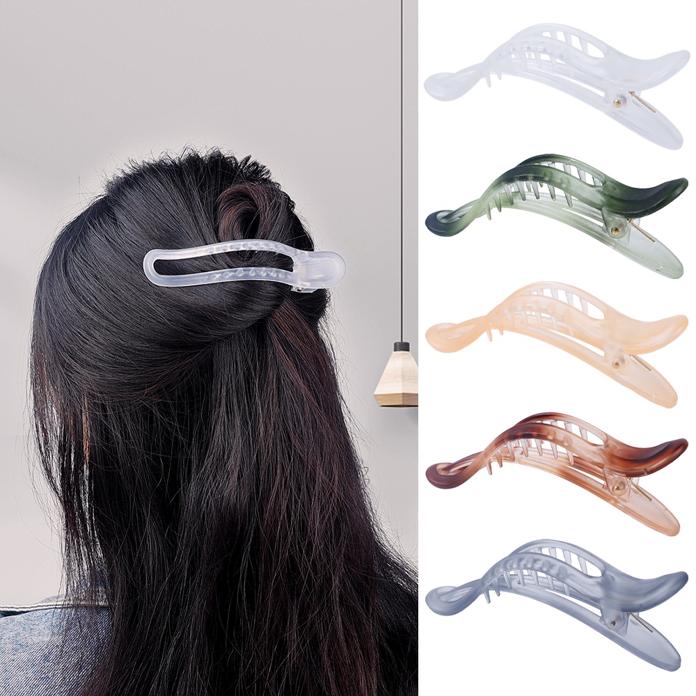 Jepit Rambut Besar Ladies Hair clip Ponytail Holder Cewek Sederhana Jepit Rambut Elegan Akrilik Women Hair Claw Vintage Aksesoris Rambut Hiasan Kepala Matte Korean INS Style duckbill clip