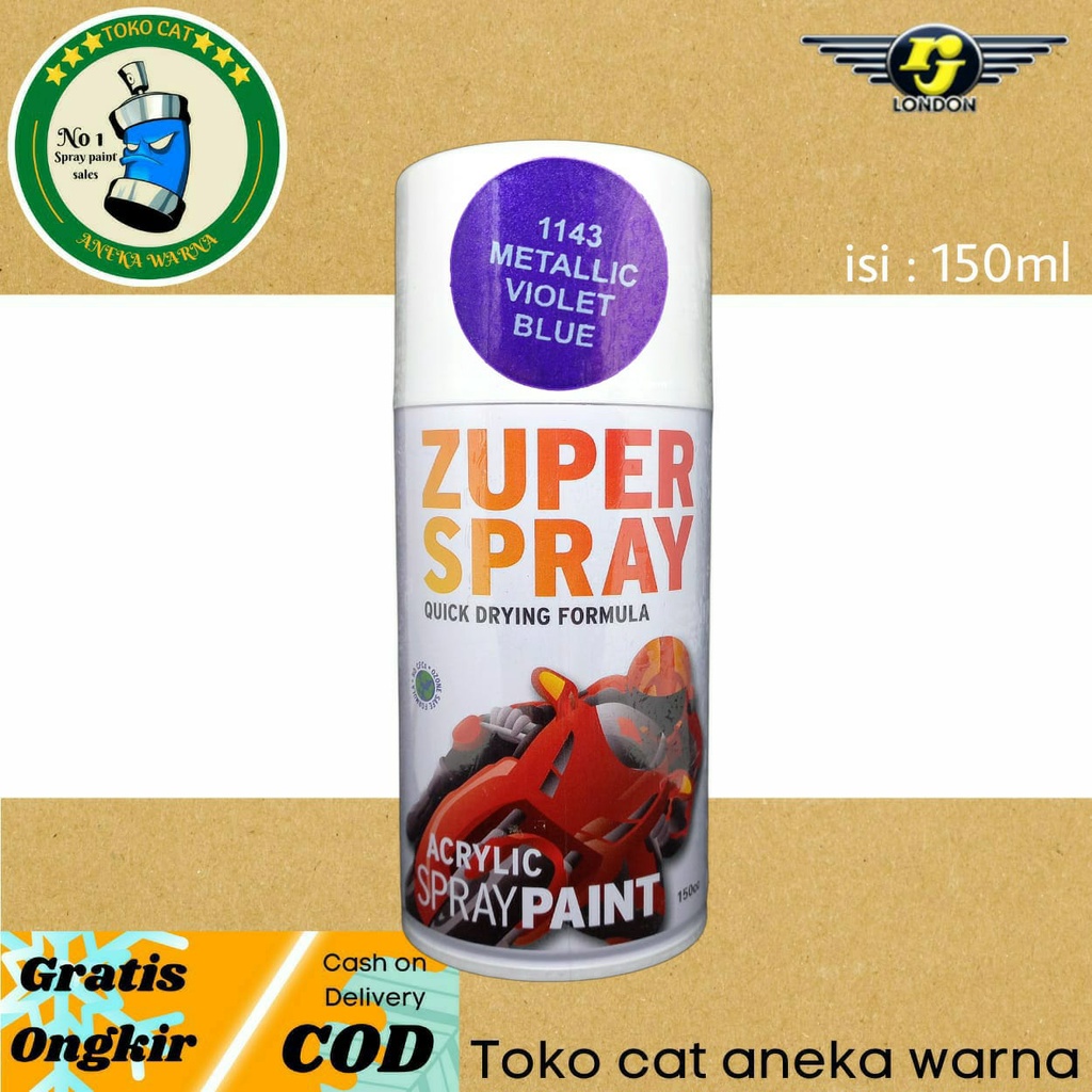 cat semprot 150cc metalik metallic violet blue zuper spray produk dari rj london spray paint pilok pilox