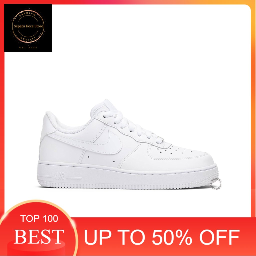 Sepatu Sneakers Nike Air Force 1 '07 'White' Import Original Pria Wanita