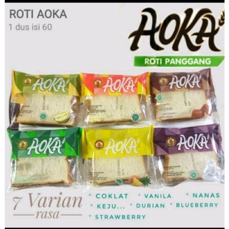 

Roti tawar Aoka rasa vanilla, coklat, strawbery, nanas, bluebery