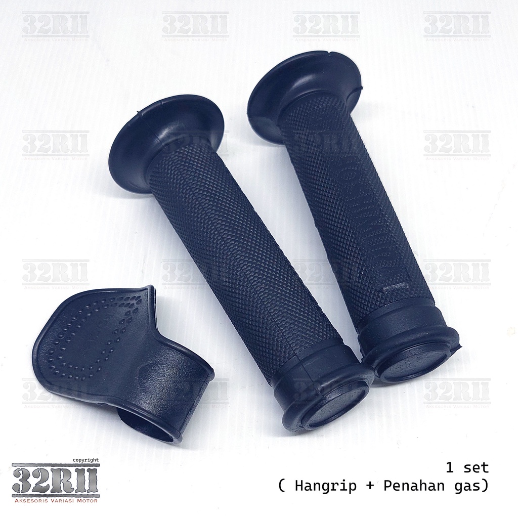 1set grip handgrip hitam polos empuk plus penahan gas motor arm rest motor