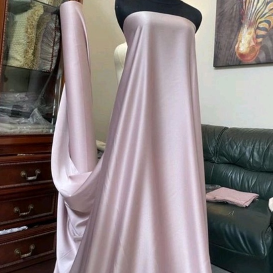 Bahan Kain Satin Maxmara Original Warna Lavender Pink