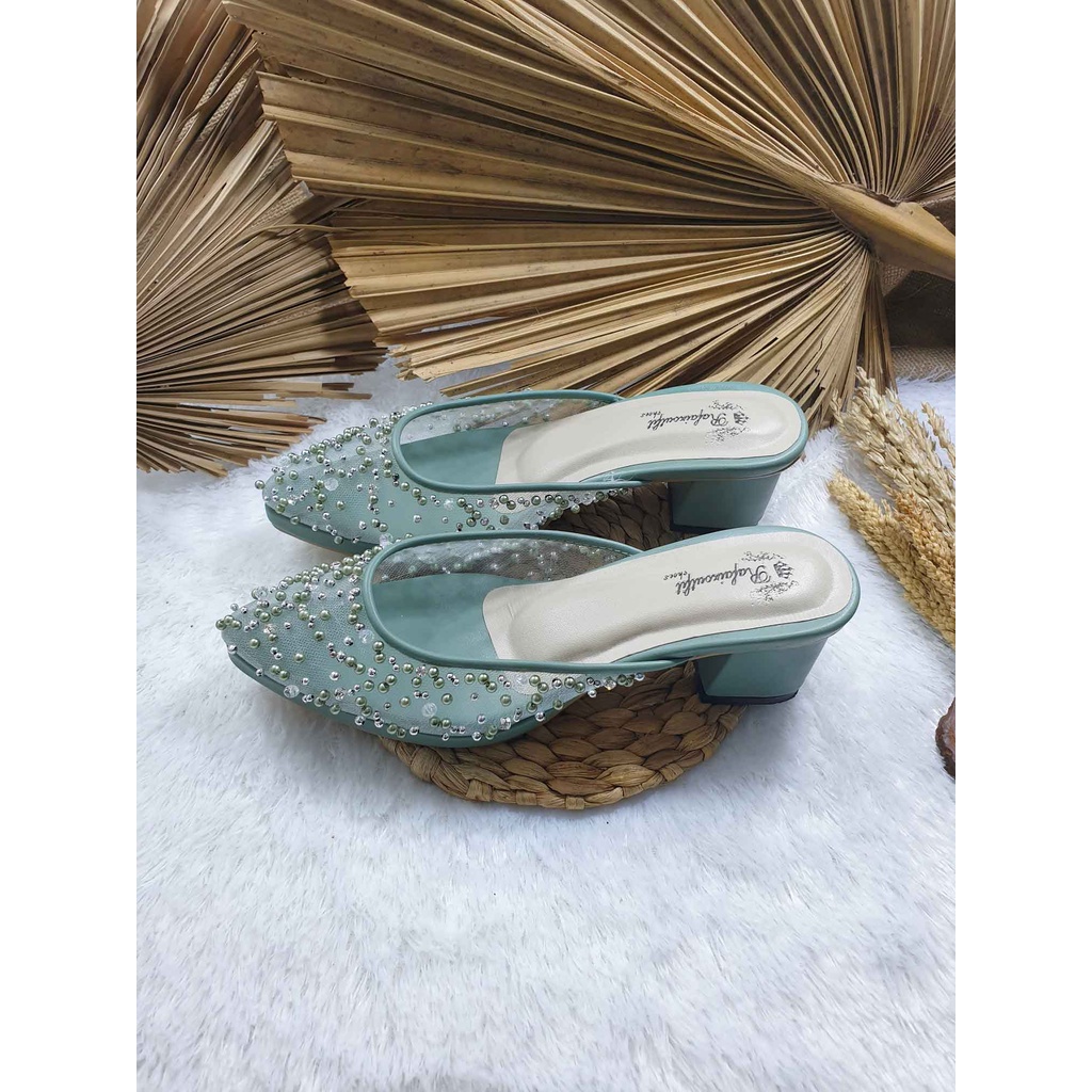 Sepatu wedding shoes Rafaizaoutfit sage tinggi 5cm tahu