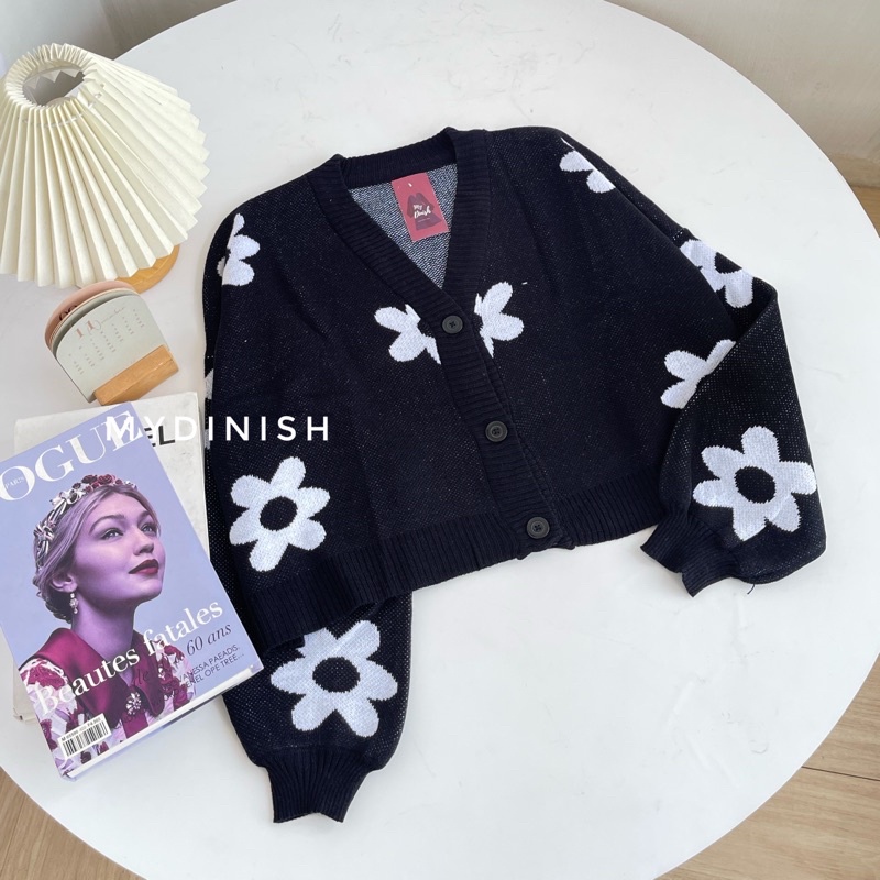 Loly Oversize Cardy - Cardigan Wanita Motif Flower