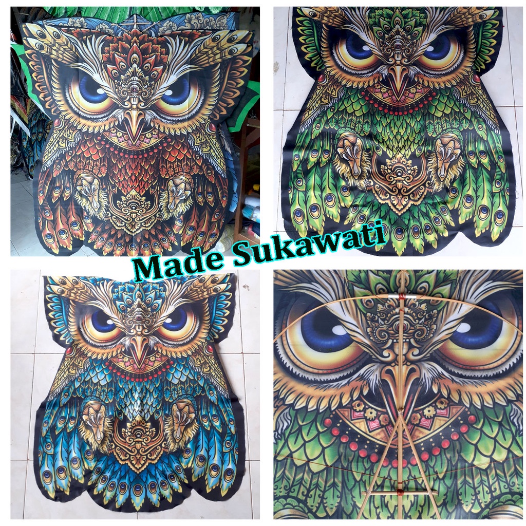 Layangan Celepuk printing Bulu kain burung bali bongkar pasang knockdown