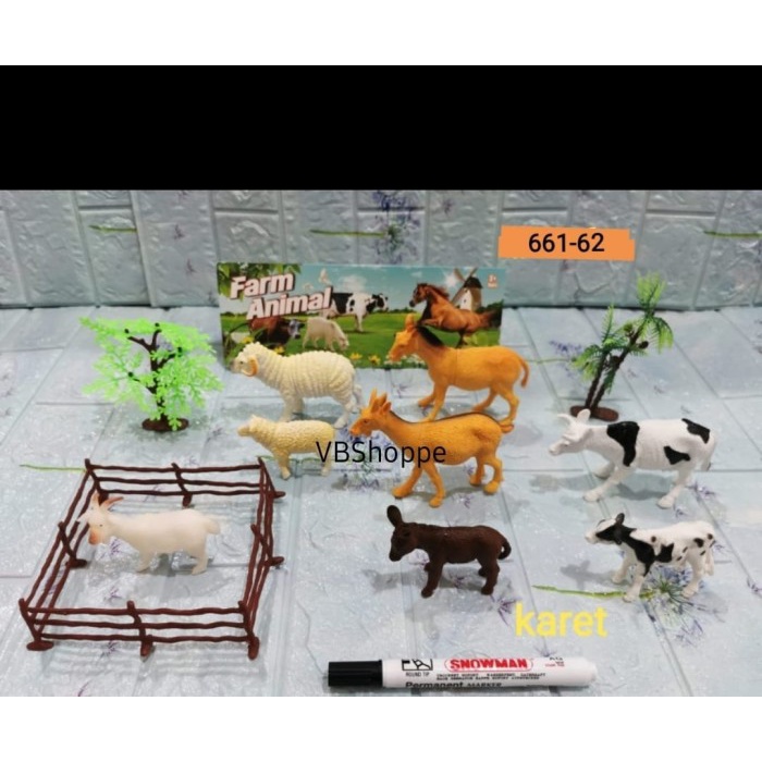 T0P MAINAN KARET HEWAN TERNAK FARM ANIMAL KUDA AYAM KANDANG SAPI LENGKAP NICE