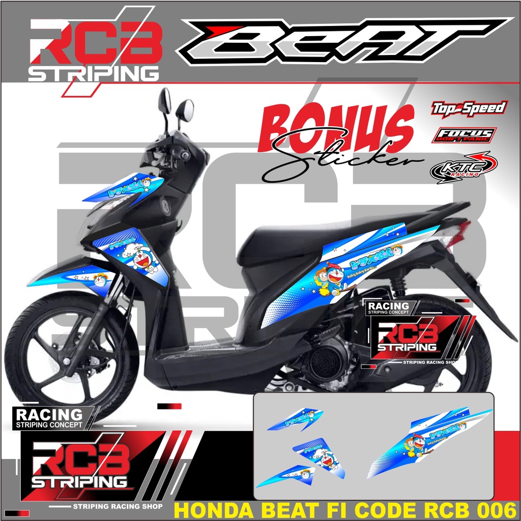 striping beat setiker stiker Doraemon beat fi 2013 - 2016 variasi sticker honda beat fi old RCB 006