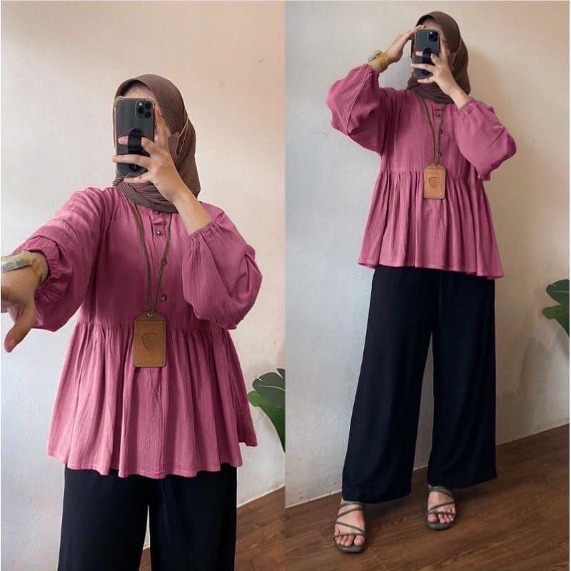 Kemeja Blouse Alea - kemeja Crinkle Airflow