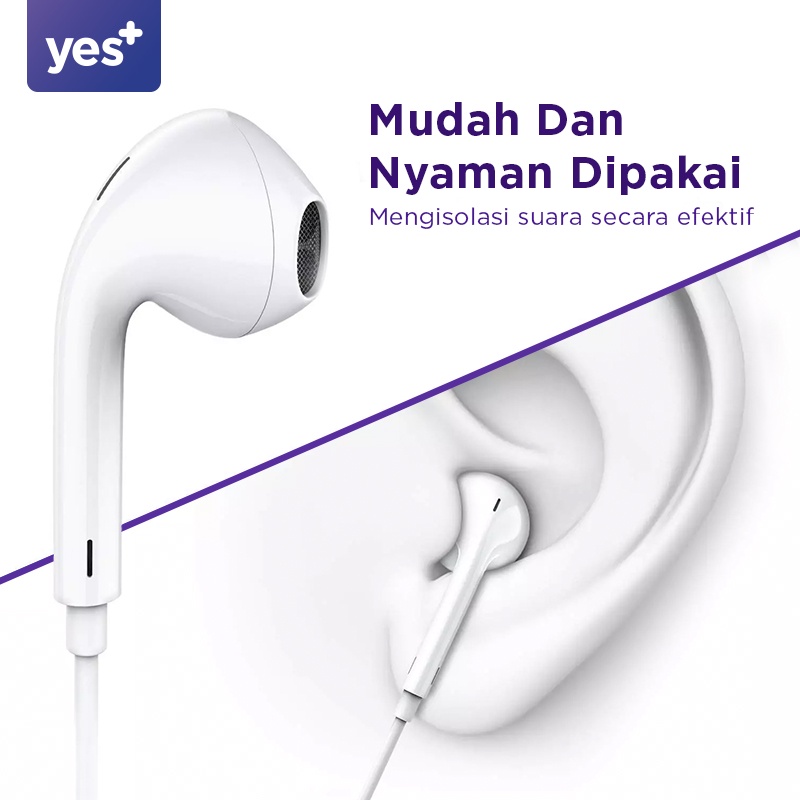 Headset Kabel Yes+ YSYP01 Earphone Henset Hp Android With Microphone Hedset bass Universal Cocok untuk semua handphone |GROSIRXPRESS