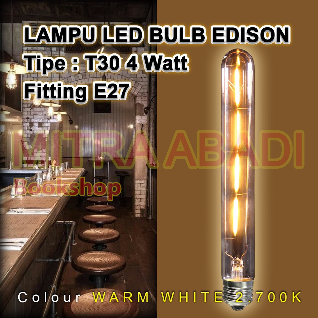 Lampu Bulb LED Edison Retro Vintage T30 4 Watt / 4W Fitting E27