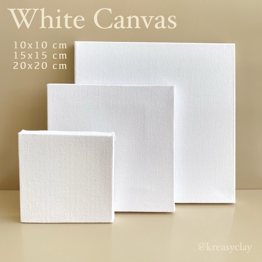 

White Canvas Mini Square - Kanvas Putih Persegi Berbagai Macam Ukuran - Paint canvas - Kanvas Lukis + Frame kayu/spanram