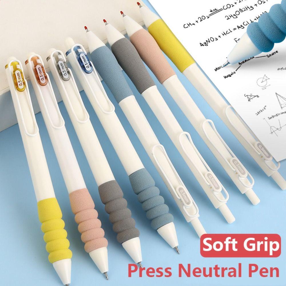 Preva 4/6PCS/Set Press Pena Netral Hadiah Kualitas Tinggi Alat Tulis Menulis ST Tip Soft Grip Gel Pen