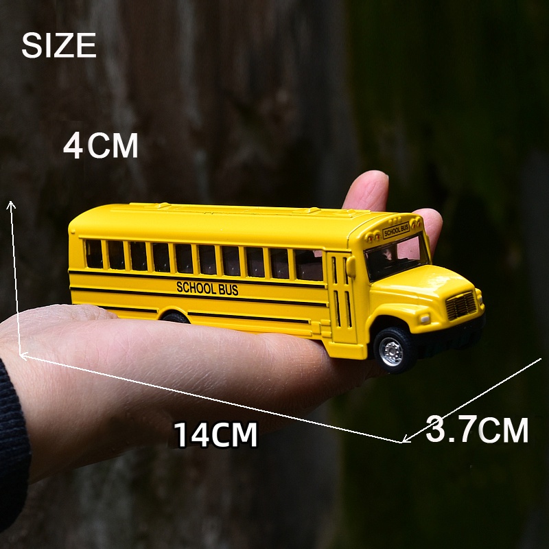 Mainan Model Bus Sekolah Bahan Alloy Skala 1 / 64 Untuk Hadiah Ulang Tahun Anak Laki-Laki