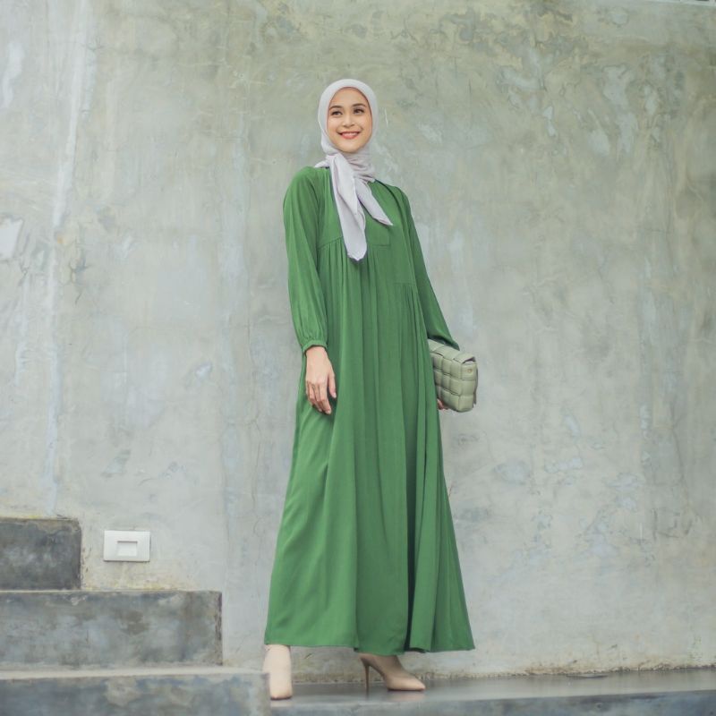 Gamis Polos Aara Basic Homedress Rayon Crinkle Gamis Busui