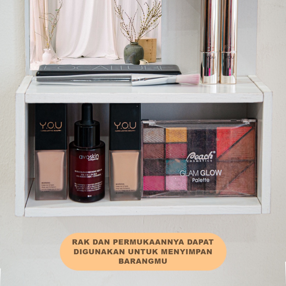 Rak Kosmetik Cermin Rias Gantung Dinding Tempat Penyimpanan Alat Make Up MDF - LC105