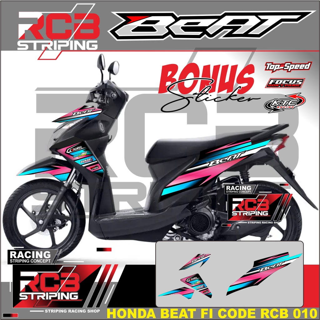 STRIPING VARIASI HONDA BEAT FI 2013 - 2016 BEAT FI RACING LIST BEAT STRIPING MOTOR BEAT FI RCB 010