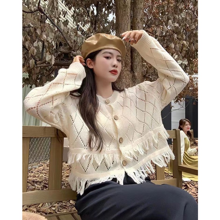 Cardigan Rajut Crop Wanita Premium Korean Style Lengan Panjang Polos Casual Top