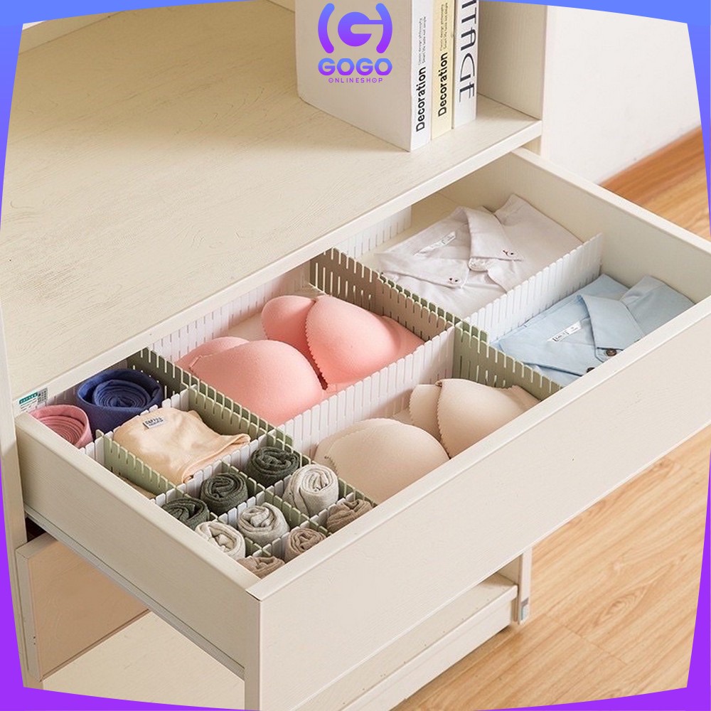 GOGO-C652 Sekat Laci Organizer Isi 4 pcs Pembatas Laci / Penyekat Kotak Penyimpan Rak Laci Lemari / Sekat Pembatas Rak Partisi