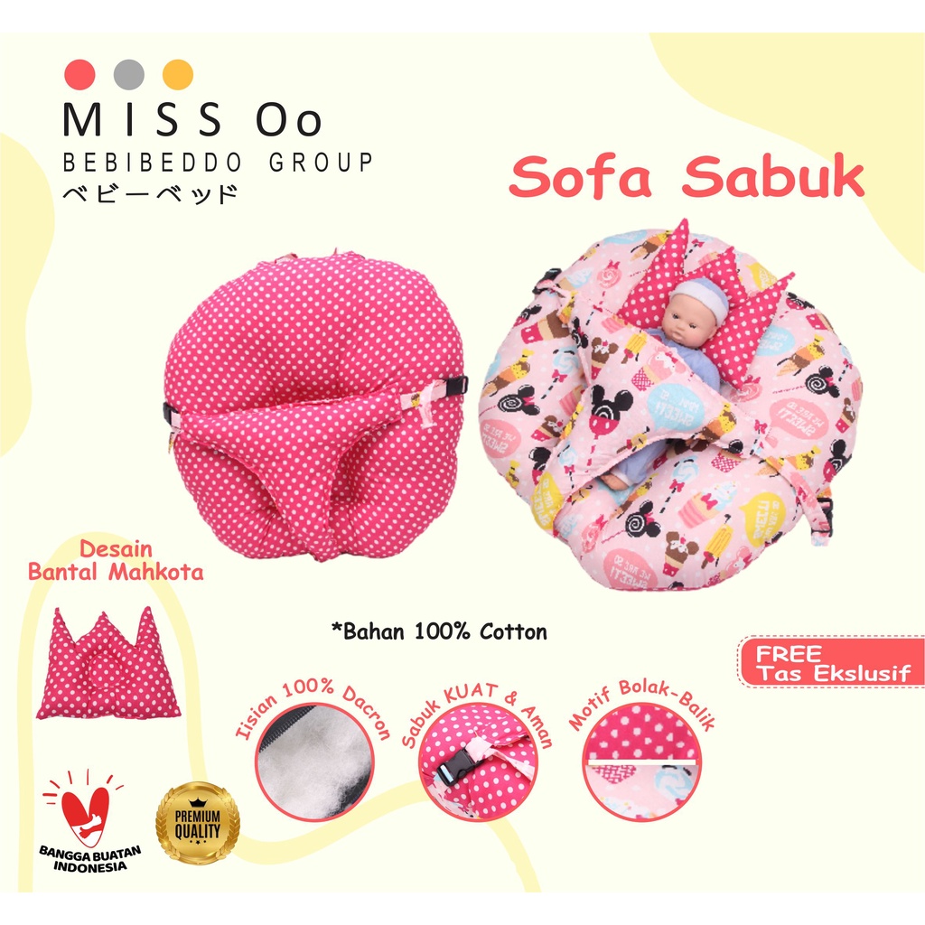 Sofa Bayi Multifungsi dengan Gesper Pengaman Free Bantal Peyang dan Tas Serut COD ready [ Merk Bebibeddo ] ]