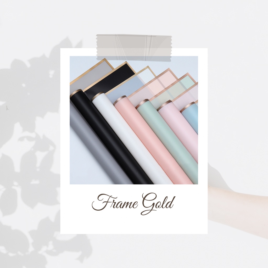 

[5 LEMBAR] FRAME GOLD BRONZE KERTAS BUNGA CELLOPHANE WRAP WRAPPING BUNGA KERTAS KADO