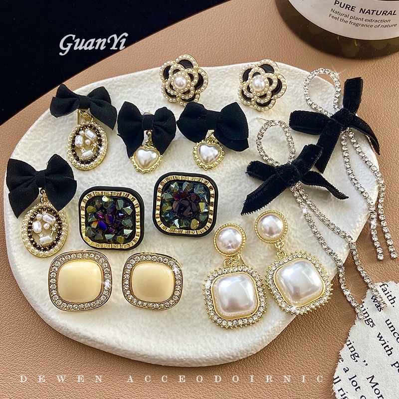 Anting Stud Hias Mutiara Gaya Vintage Korea Untuk Wanita