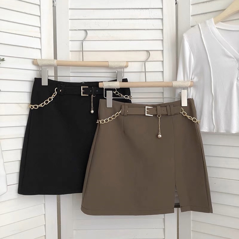 SKIRT SKORT TWEED ROK IMPORT MINI PENDEK SKIRT HIGHWAIST WANITA FREE BELT MX619