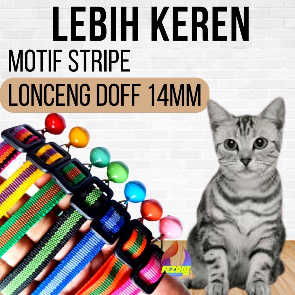 Kalung Kucing Anjing Small Motif Blaster Garis Rainbow Bell 14mm FEZONE