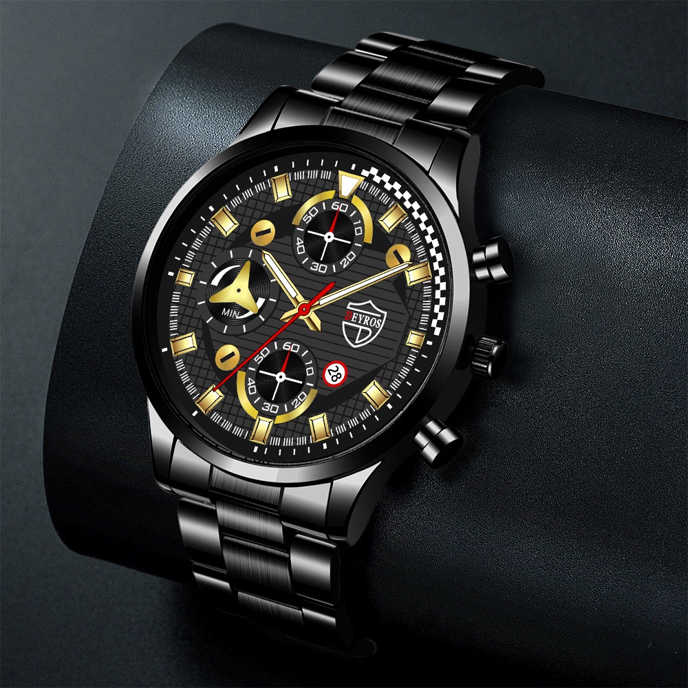 Jam tangan pria Original tahan air Merk Deyros Mewah Full Stainless Steel 100% Tahan Air dan Anti Karat