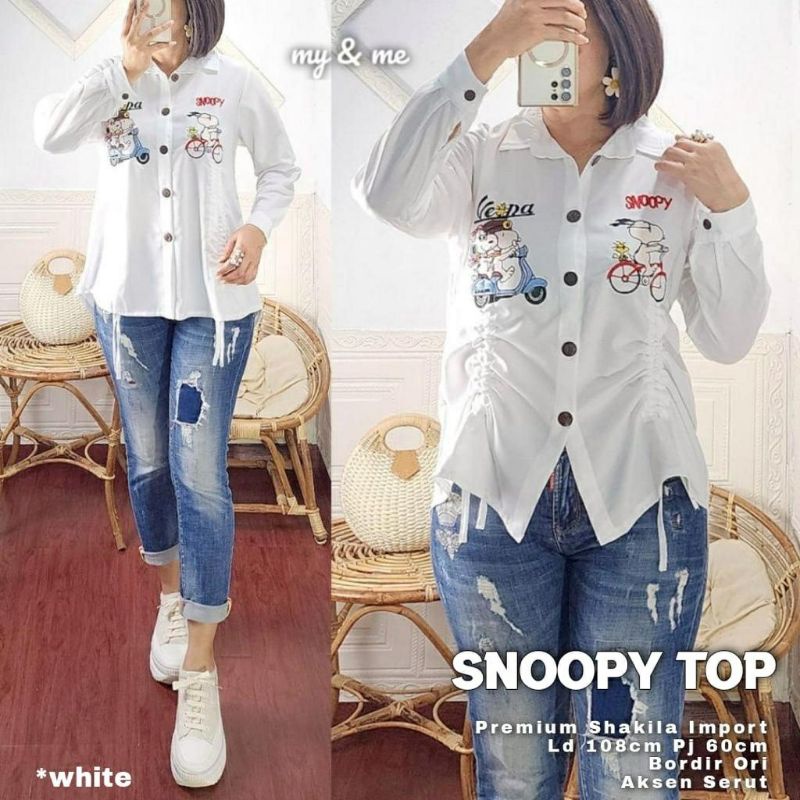 RATI - Snoopy Top Blouse Syakila Wanita Kekinian Best Seller by My & Me Hijab Fashion Solo