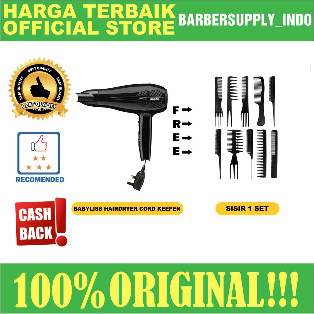 BABYLISS HAIR DRYER 2100 WATT CORDKEEPER HAIRDRYER PENGERING RAMBUT