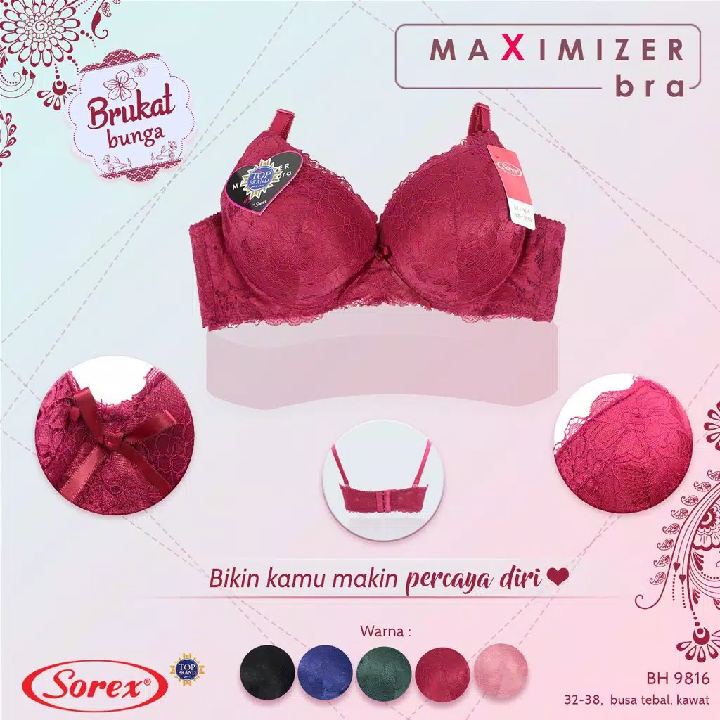 J342  BRA BRUKAT| BH BUSA PAKAI KAWAT | CUP KECIL 32 - 36 DUA PENGAIT BRA  SOREX  ART 99066