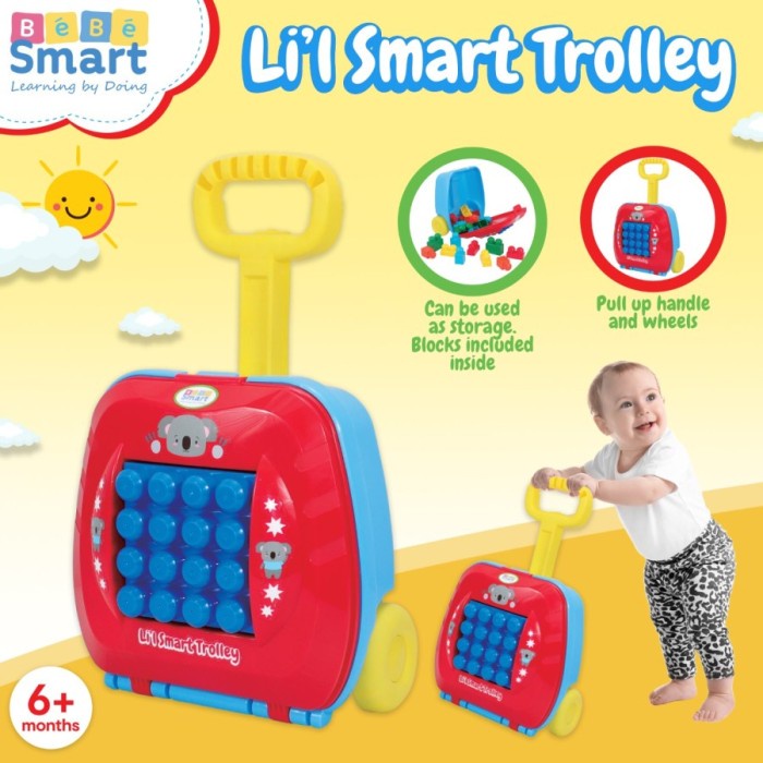 homimart I BEBE SMART LIL SMART TROLLEY MAINAN ANAK BLOK WARNA-WARNI