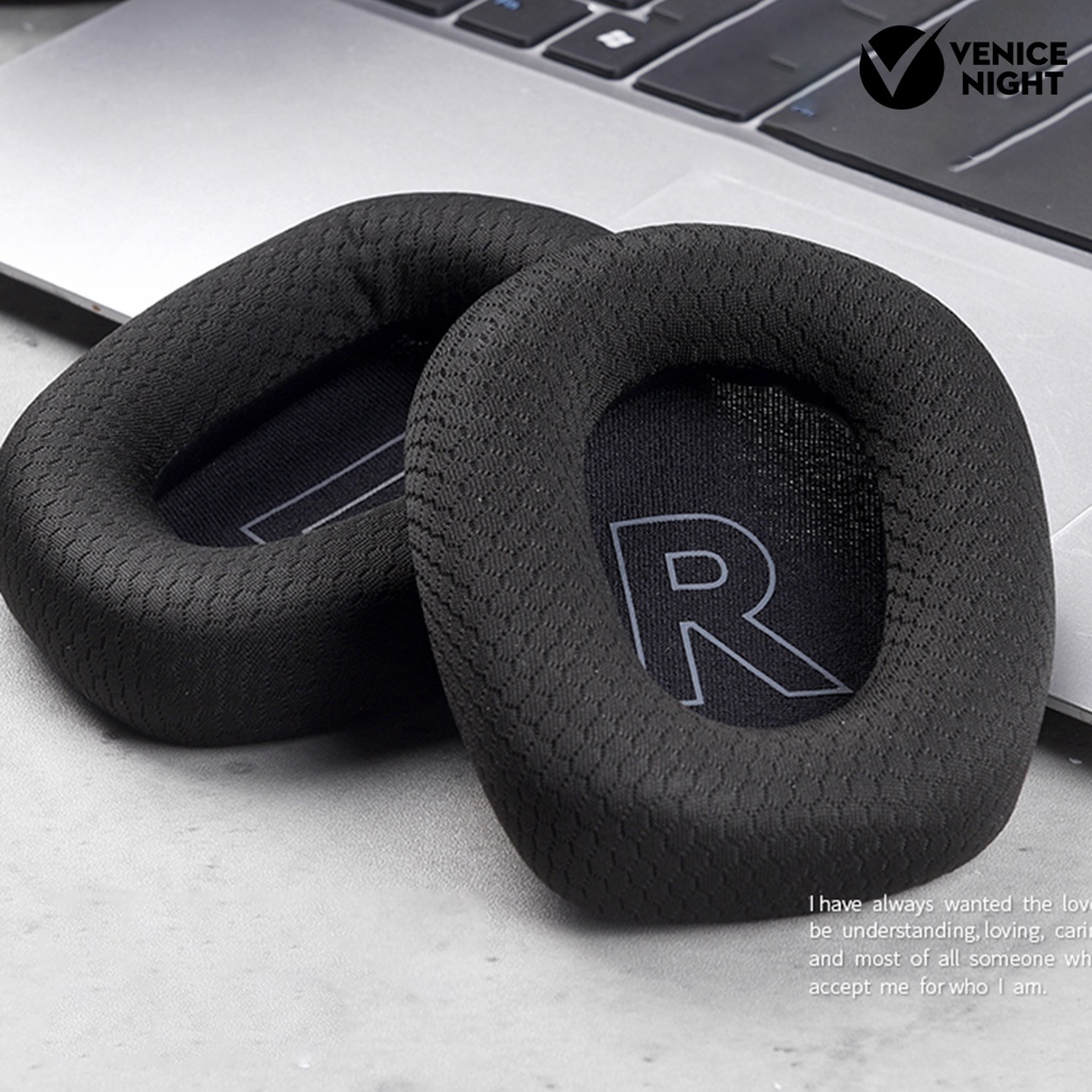 (VNEP) (Berkabel) Elastisitas Tinggi Bernapas Mesh Bantalan Telinga Penutup Telinga Headset Penutup Telinga Pengganti untuk Logitech G733 Headphone