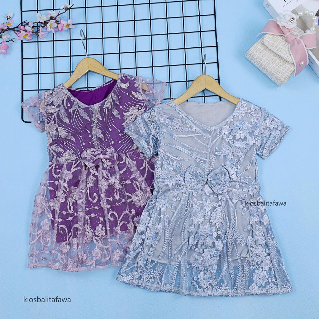 Dress Icha Brukat uk 1-2 Tahun / Dres Brokat Anak Perempuan Gaun Brukat Pesta Baju Import Baby Cewek