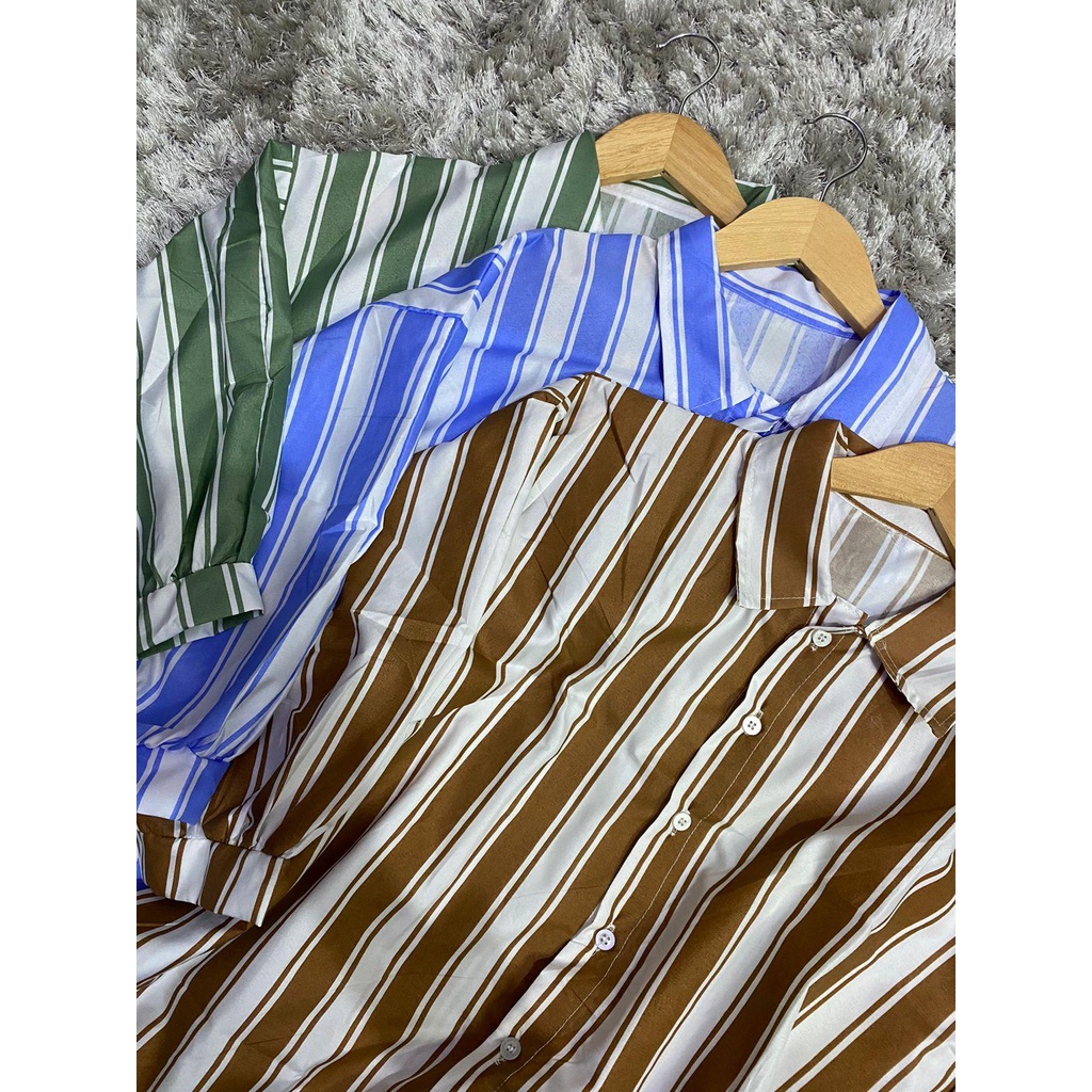 Lolly Stripe Oversize Jumbo  Shirt | Baju Wanita Terbaru
