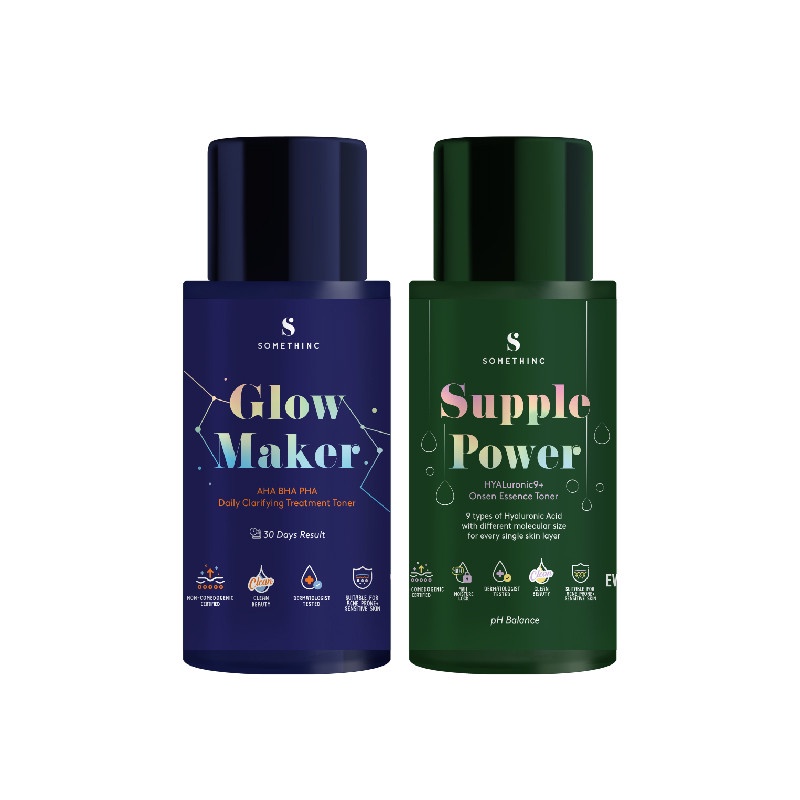 SOMETHINC Trial Toner Kit (SUPPLE POWER Hyaluronic9+ Onsen Essence Toner 40ML + GLOW MAKER AHA BHA PHA Clarifying Treatment Toner 40ML)
