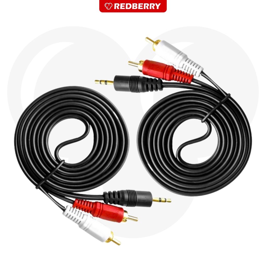 Jual Kabel Audio aux 2 in 1 Jack 3.5mm to RCA hitam 1meter original