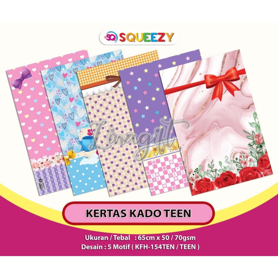 ( 5 Lembar ) KERTAS KADO SQ DOFF - GIFT WRAPPING PAPER LOVE / HEART / PITA / RIBBON / FLOWER / BUNGA / VALENTINE PINK RED ROMANTIC - WEDDING ENGAGEMNET PROPOSAL / PERNIKAHAN NIKAH TUNANGAN