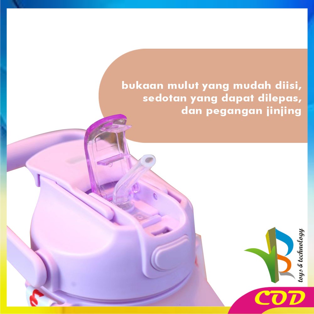 RB-C581 Botol Minum Tumbler 2Liter Gradasi Viral / Botol Air Motivasi Thumbler Pelangi Botol Penanda Waktu BPA Free