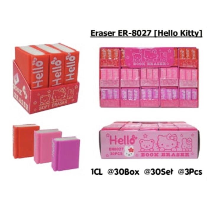 

penghapus pensil bentuk buku hello kitty per box isi 30 set OLS76