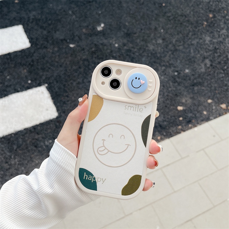 Case Pelindung Kamera Anti Jatuh Motif Smiling face Untuk iPhone 14 12 13 Pro max 11
