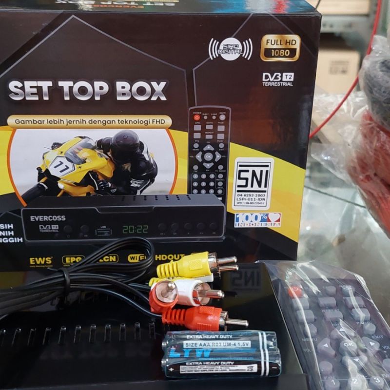 STB SET TOP BOX TV DIGITAL EVERCOSS MEGA BOX EWS FULL HD