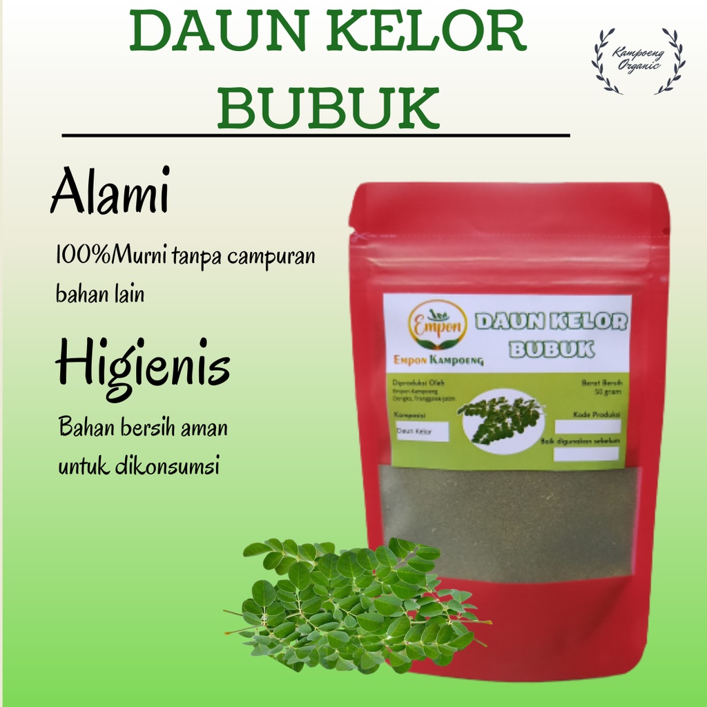 

Bubuk Daun Kelor Moringa Powder Kering Bahan Pokok Minuman Serbuk Tradisional Jamu Organik Rempah Herbal Asli Murni Alami Organic