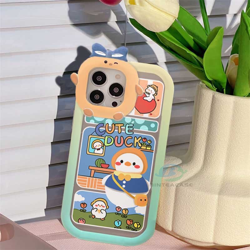 Case Motif Kartun Bebek Monster Untuk OPPO A57 2022 A15 A16 A16K A54 A53 A12 A5S A7 A3S A11k A31 A52 A92 A94 A93 A37 F9 A1K Reno 5 A76 A96A