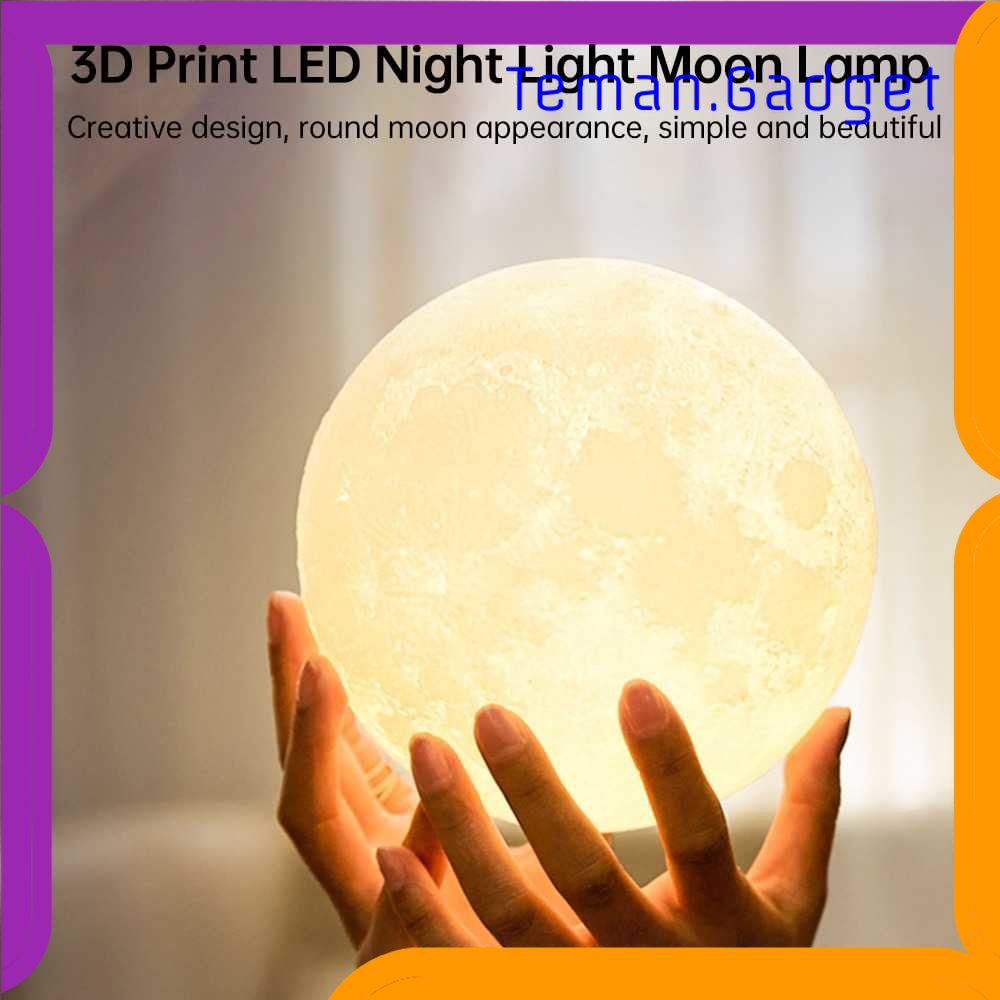 TG-LMP OUIO Lampu Tidur 3D Printed Moon Night Light Lamp 7 Color 8CM - OU12