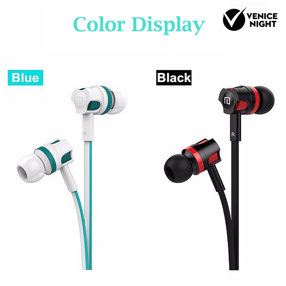 (VNEP) (Berkabel) JM26 Flat Cable 3.5mm Plug In-Ear Bass Stereo Earphone Olahraga Headset