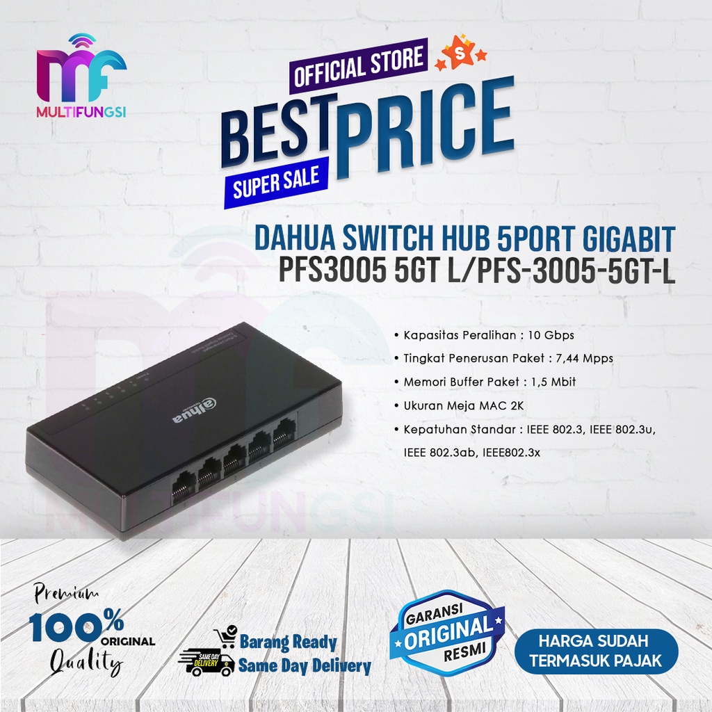 Dahua Switch Hub 5port Gigabit Pfs3005 5gt L/Pfs-3005-5gt-L