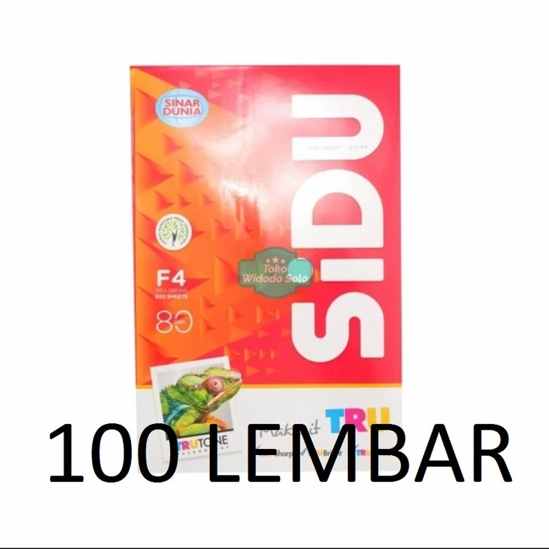

100 LEMBAR HVS Sinar Dunia F4 80gram 100 Lembar (Harga Sama Rim2an)