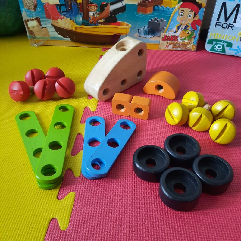 RARE IKEA KLAPPAR GUBBA Wooden Toys Mainan Edukasi Merakit Mobil Anak bahan Kayu Montessori not Meli
